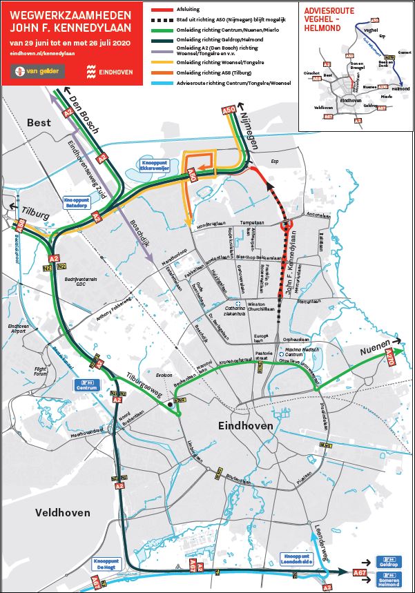 Wegwerkzaamheden Kennedylaan Eindhoven