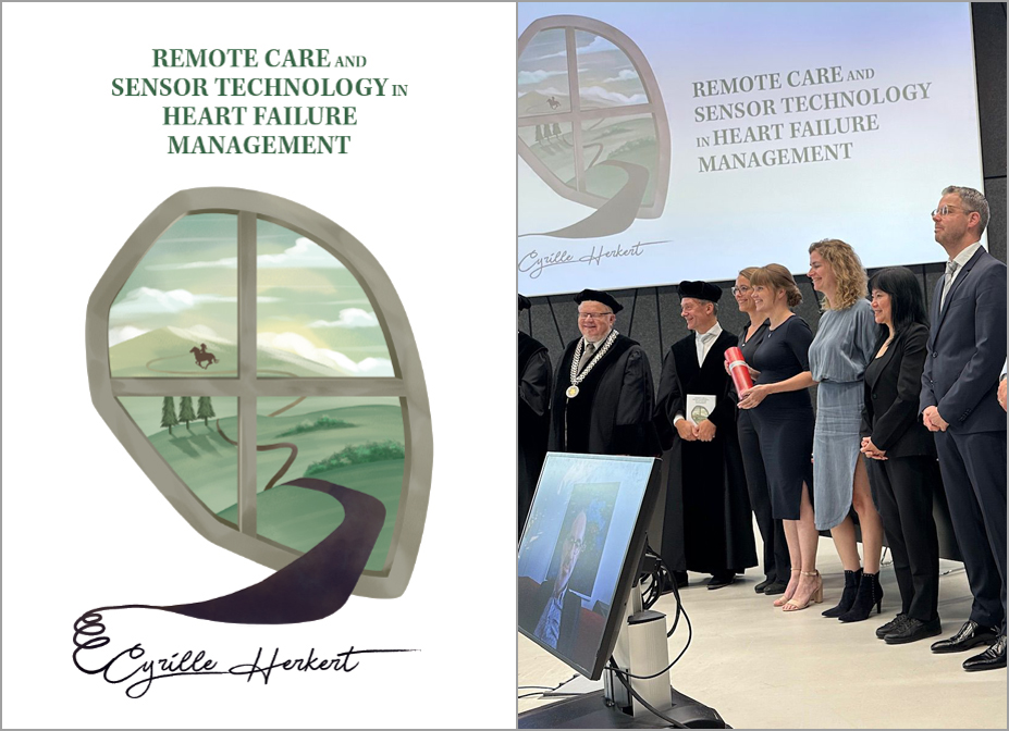 Promotiecommissie met dr. Cyrille Herkert (met de rode koker)